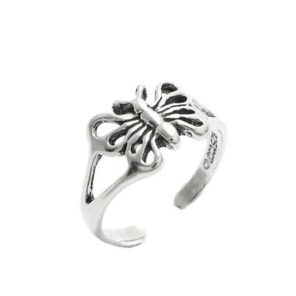 STERLING SILVER WHIMSICAL BUTTERFLY ON TOE RING - Picture 1 of 1